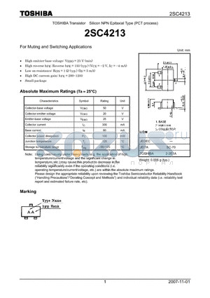 2SC4213_07 datasheet - Silicon NPN Epitaxial Type (PCT process) For Muting and Switching Applications