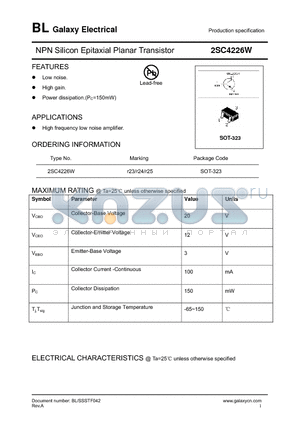 2SC4226W datasheet - NPN Silicon Epitaxial Planar Transistor