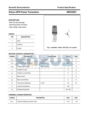 2SC4231 datasheet - Silicon NPN Power Transistors