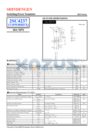 2SC4237 datasheet - Switching Power Transistor(10A NPN)