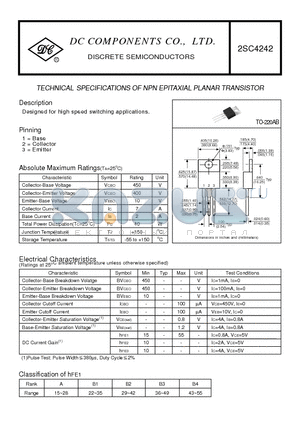 2SC4242 datasheet - TECHNICAL SPECIFICATIONS OF NPN EPITAXIAL PLANAR TRANSISTOR