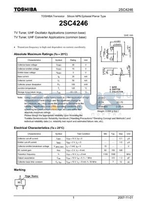 2SC4246 datasheet - Silicon NPN Epitaxial Planar Type