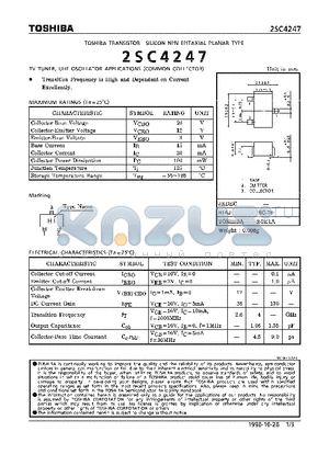 2SC4247 datasheet - NPN EPITAXIAL PLANAR TYPE (TV TUNER, UHF OSCILLATOR APPLICATIONS (COMMON COLLECTOR)