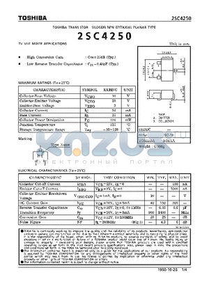 2SC4250 datasheet - NPN EPITAXIAL PLANAR TYPE (TV VHF MIXER APPLICATIONS)