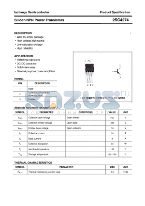 2SC4274 datasheet - Silicon NPN Power Transistors