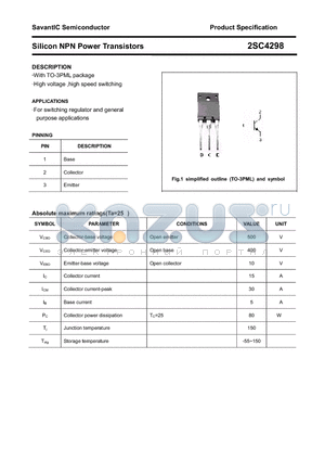 2SC4298 datasheet - Silicon NPN Power Transistors