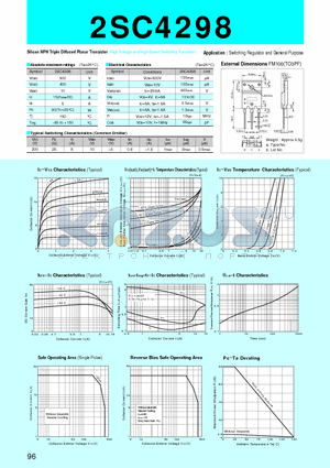 2SC4298 datasheet - Silicon NPN Triple Diffused Planar Transistor(Switching Regulator and General Purpose)