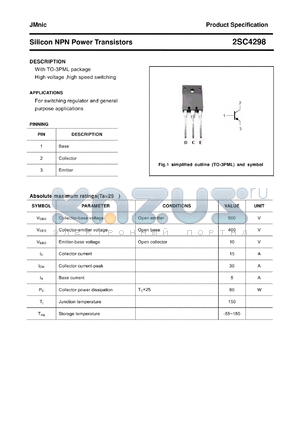 2SC4298 datasheet - Silicon NPN Power Transistors