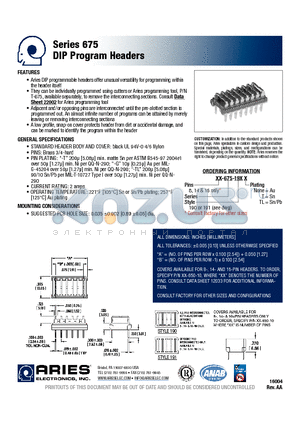 08-675-190 datasheet - DIP Program Headers