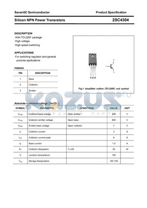 2SC4304 datasheet - Silicon NPN Power Transistors