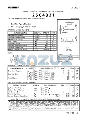 2SC4321 datasheet - NPN EPITAXIAL PLANAR TYPE (VHF~UHF BAND LOW NOISE AMPLIFIER APPLICATIONS)
