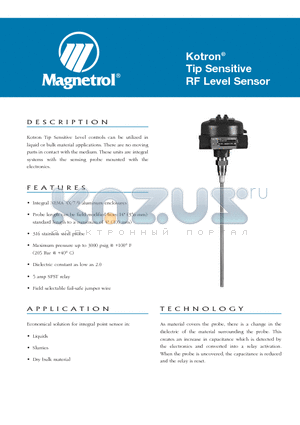 080-8032-322 datasheet - Kotron^ Tip Sensitive RF Level Sensor