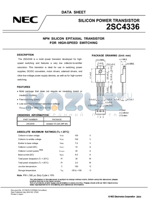 2SC4336 datasheet - NPN SILICON EPITAXIAL TRANSISTOR FOR HIGH-SPEED SWITCHING