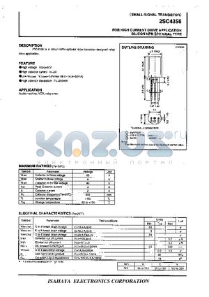 2SC4356 datasheet - FOR HIGH CURRENT DRIVE APPLICATION SILICON NPN EPITAXIAL TYPE