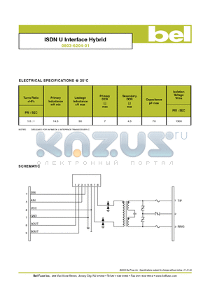 0803-6204-01 datasheet - ISDN U Interface Hybrid