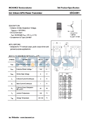 2SC4381 datasheet - isc Silicon NPN Power Transistor