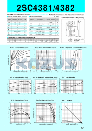 2SC4382 datasheet - Silicon NPN Triple Diffused Planar Transistor(TV Vertical Output, Audio Output Driver and General Purpose)