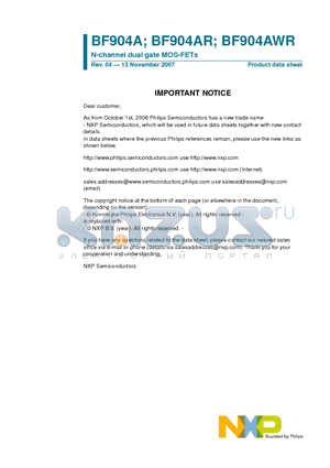 BF904A datasheet - N-channel dual gate MOS-FETs