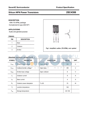 2SC4386 datasheet - Silicon NPN Power Transistors