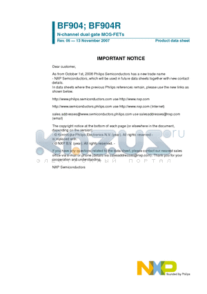 BF904R datasheet - N-channel dual gate MOS-FETs