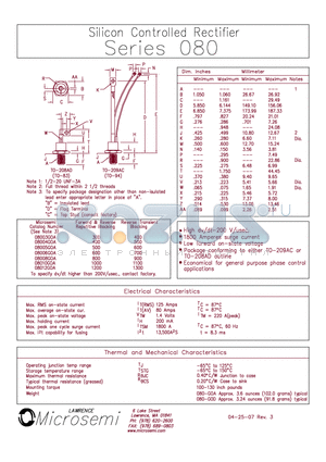 08010G0A datasheet - Silicon Controlled Rectifier