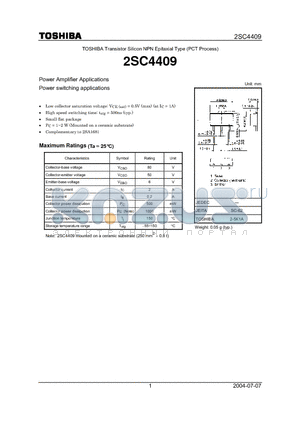 2SC4409_04 datasheet - Power Amplifier Applications Power switching applications