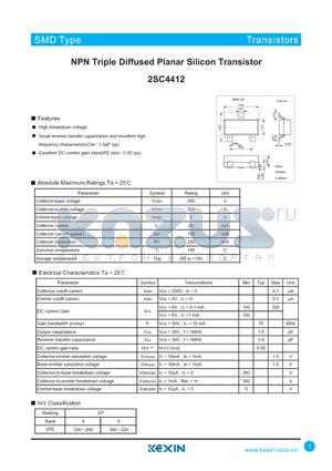 2SC4412 datasheet - NPN Triple Diffused Planar Silicon Transistor