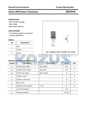 2SC4418 datasheet - Silicon NPN Power Transistors