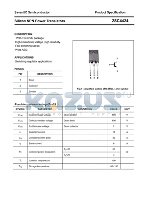 2SC4424 datasheet - Silicon NPN Power Transistors