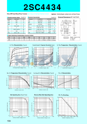 2SC4434 datasheet - Silicon NPN Triple Diffused Planar Transistor(Switching Regulator, Lighting Inverter, and General Purpose)