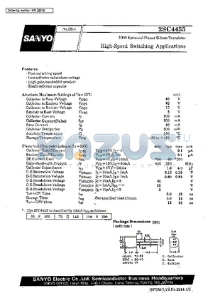 2SC4455 datasheet - High-Speed Switching Applications