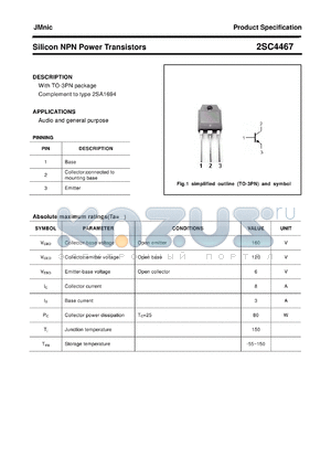 2SC4467 datasheet - Silicon NPN Power Transistors