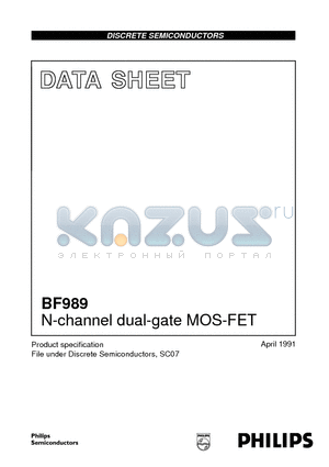 BF989 datasheet - N-channel dual-gate MOS-FET