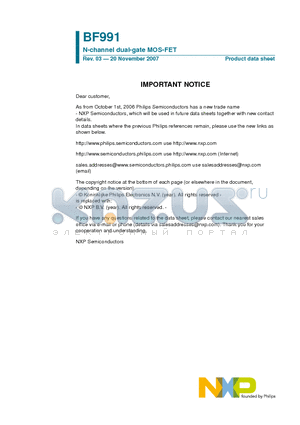 BF991 datasheet - N-channel dual-gate MOS-FET