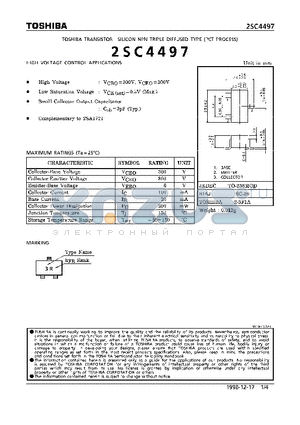 2SC4497 datasheet - NPN TRIPLE DIFFUSED TYPE (HIGH VOLTAGE CONTROL APPLICATIONS)