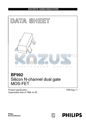 BF992 datasheet - Silicon N-channel dual gate MOS-FET