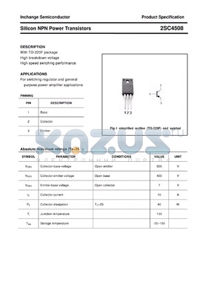 2SC4508 datasheet - Silicon NPN Power Transistors