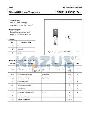 2SC4517 datasheet - Silicon NPN Power Transistors