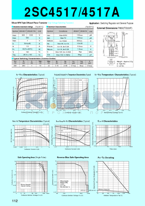 2SC4517A datasheet - Silicon NPN Triple Diffused Planar Transistor(Switching Regulator and General Purpose)