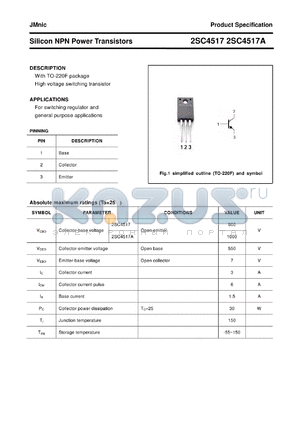 2SC4517A datasheet - Silicon NPN Power Transistors