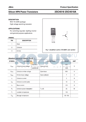 2SC4518A datasheet - Silicon NPN Power Transistors