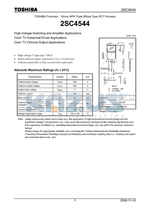 2SC4544_07 datasheet - Silicon NPN Triple Diffuse Type (PCT Process)