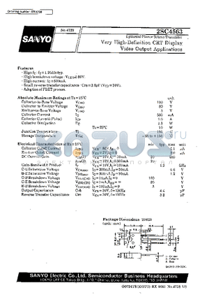 2SC4563 datasheet - Very High-Definition CRT Display Video Output Applications