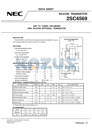 2SC4569 datasheet - UHF TV TUNER OSC/MIXER NPN SILICON EPITAXIAL TRANSISTOR