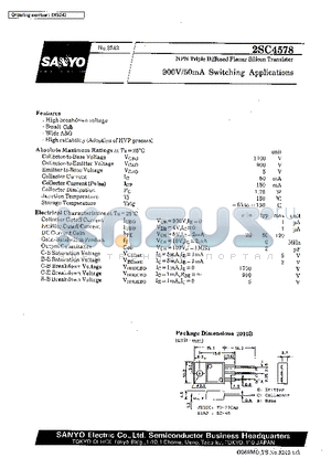 2SC4578 datasheet - NPN Triple Diffused(for 900V/50mA Switching)
