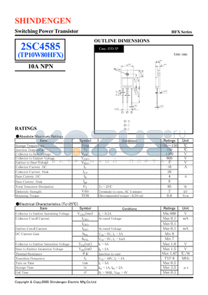 2SC4585 datasheet - Switching Power Transistor(10A NPN)
