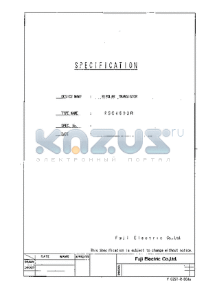 2SC4603 datasheet - Ratigns and Caracteristics of Fuji Power Transistor