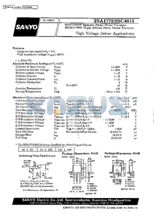 2SC4615 datasheet - High Voltage Driver Applications