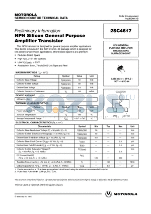 2SC4617 datasheet - NPN GENERAL PURPOSE AMPLIFIER TRANSISTORS SURFACE MOUNT