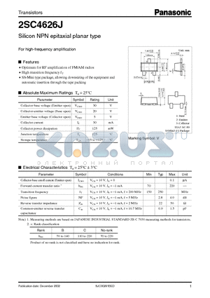 2SC4626J datasheet - For High-Frequency Amplification